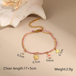 トレンディなシェリーアニバーサリーバケーションビーチDIYヒトデコンクハートペンダントチャームブレスレット18Kゴールドステンレススチール防水 - Product Image 5