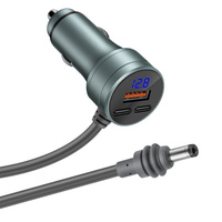 Pemantik Rokok Mobil 12V dengan USB Ganda & Layar Tampilan Tegangan ke Kabel Daya Tahan Air dengan Colokan DC5521 Male