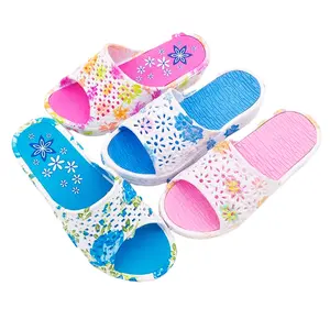 China suppliers high-heel flower printing Hawaiian women ladies summer beach slippers slide sandals EVA outdoor footwear