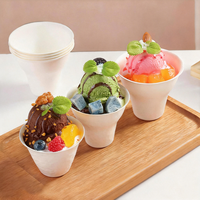 Gobelet à dessert, yaourt et crème glacée en bagasse blanche compostable, biodégradable, jetable, épaissi, écologique, résistant au congélateur, pour fêtes