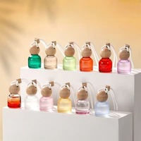 Bouteille vide en verre pour parfum de voiture, 10 ml, diffuseur d'air frais avec bouchon à vis et couvercle en bois pour huiles essentielles, vente en gros