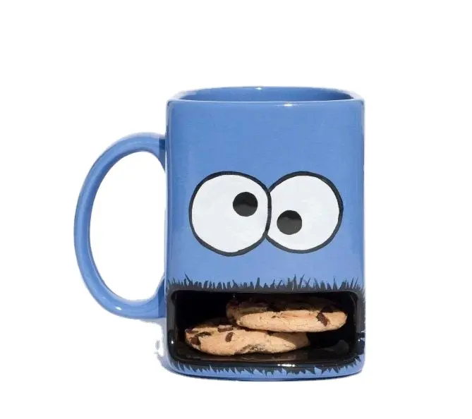 OEM Custom Hand Made Cookie Monster Benutzer definierte Keramik Porzellan Kaffee Dunk Becher Reise becher