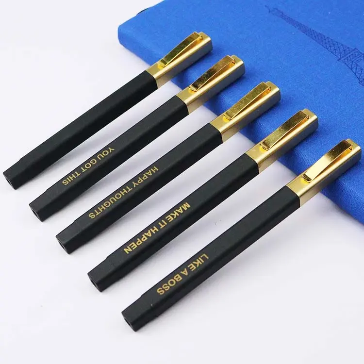 Hoge Kwaliteit Hot Selling Luxe Gold Clip Rubber Vierkante Hotel Balpen Met Aangepaste Logo Balpen Stylo Promotionele Pennen