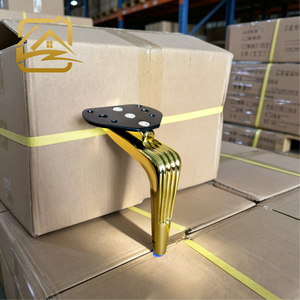 Factory Wholesale Striped Conical Shape Cabinet <b>Legs</b> Golden 15cm L Shape Steel Supplier <b>Sofa</b> Metal Modern <b>Legs</b> - Product Image 1