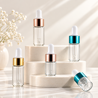 Mini flacons compte-gouttes en verre ambré 1-5ml, format voyage portable, bouchon doré, contenants cosmétiques rechargeables pour huiles essentielles, sérums et parfums