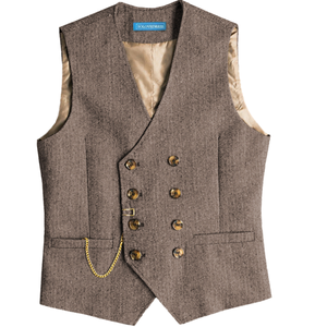Chaleco de Traje para Hombre al por Mayor, Gris Vintage Steampunk, Cuello en V, Ajuste Delgado, Formal de Negocios, Prenda Exterior de Invierno de Poliéster - Product Image 2