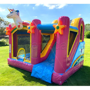 Château Gonflable Commercial Combo Licorne avec Toboggan, Trampoline Extérieur Écologique 800kg - Product Image 1