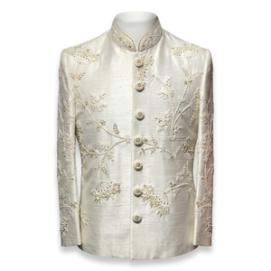 Sherwani tendance 2023 avec broderie magnifique en tissu de soie brute, taille XL, costume de mariage pour homme, costumes et blazers pour homme>Costumes pour homme - Product Image 3