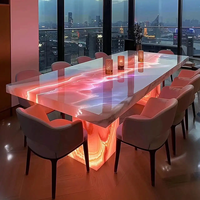 Table de conférence et chaises lumineuses en pierre d'onyx de jade LED mobilier de salle de réunion bureau
