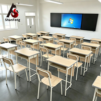 Bureau d'écolier individuel en bois pour l'Indonésie, ensemble table et chaise pour salle de classe primaire et usage scolaire