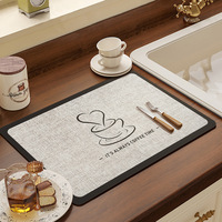 Tapis de séchage pour tasses à café imprimé, absorbant, antidérapant, résistant à la chaleur, protection de comptoir de cuisine, tapis de drainage pour bar à café