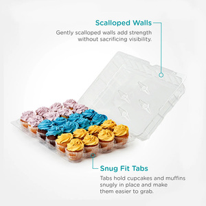 Bon marché, 1 2 <span class=keywords><strong>4</strong></span> 6 12 24 Porte-cupcakes géants transparents pour muffins, boîtes avec couvercle hermétique connecté - Product Image 4