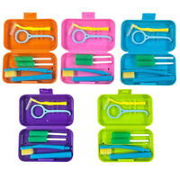 Lot de brosses à dents orthodontiques en gros, kit de soins bucco-dentaires portable dans une boîte de rangement en PP, ensemble d'hygiène pour le nettoyage des appareils dentaires, logo personnalisé