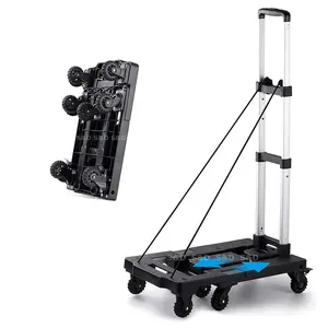 150kg Heavy Duty Foldable Compact Platform Lightweight Portable Flatbed 7 Wheels Folding Shopping Luggage Hand Trolley Cart Truc