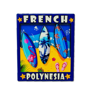 Imán de nevera de recuerdo de Tahití, Polinesia Francesa, con diseño de logotipo personalizado, regalo de <span class=keywords><strong>viaje</strong></span>, de madera MDF, para playa y surf. - Product Image 1