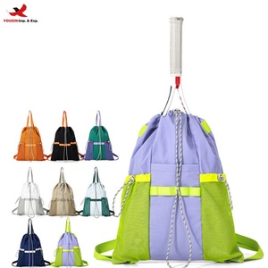 Custom logo Outdoor Hiking Drawstring <b>Backpack</b> Lightweight Unisex Travel Racket Bag Denim Curved Shoulder Straps - Product Image 1