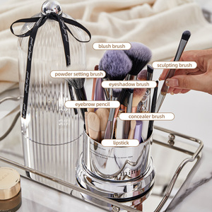 Mini Makeup <b>Brush</b> Storage Box With 360 Degree Rotation And <b>Dust</b> Cover For Cosmetic Organizers - Product Image 4