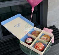 Boîte à glissière en papier pour crêpes, nouvelle vente, boîte à cadeaux pour pâtisserie, cupcakes, beignets, hot-dogs, emballage en papier, boîte à biscuits avec séparateurs