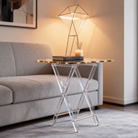 Table d'appoint en acrylique dorée arabe, pliable et portable, idéale pour la maison, le salon, le restaurant, les dîners en extérieur et les mariages – Vente directe usine