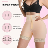 Shapewear en plastique avec dentelle Culotte amincissante Body Shaper Buttoned Tummy Control Butt Lifting Mid Length Shorts