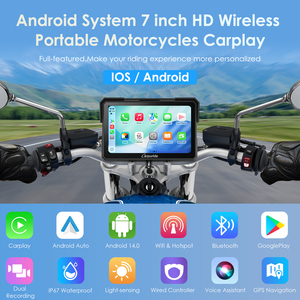 Carpuride W702Plus เครื่องเล่นวิดีโอติดมอเตอร์ไซค์หน้าจอสัมผัส IPS ขนาด 7 นิ้ว กันน้ำ IP67 รองรับ Carplay พร้อมแผนที่ทั่วโลกสำหรับ Android และ <span class=keywords><strong>IOS</strong></span> - Product Image 2