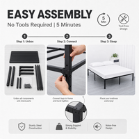 Cadre de lit plateforme en métal taille Queen, pas besoin de sommier, support direct pour matelas, économie d'argent pour la chambre