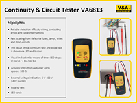 Testeur de continuité de circuit VA6813, testeur de tension bipolaire, testeur de continuité de circuit 6-400V AC/DC CAT III, détection de fil sous tension 300V