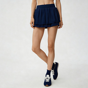 Ensemble de sport pour <span class=keywords><strong>femme</strong></span> : Soutien-gorge de yoga à col en V et jupe de <span class=keywords><strong>tennis</strong></span> plissée double couche, <span class=keywords><strong>tenue</strong></span> de sport sculptante - Product Image 6