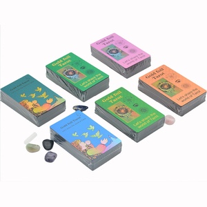 Ensemble de tarot authentique imperméable, cartes <span class=keywords><strong>en</strong></span> plastique avec feuille d'or, avec guide, sac de rangement, tissu pour tarot, boîte de rangement pour cristaux - Product Image 5