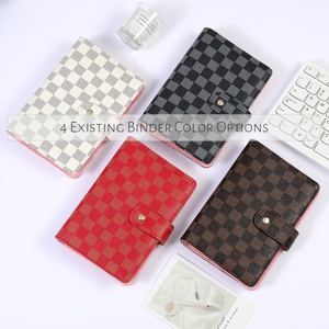 Raccoglitore di Budget <span class=keywords><strong>a</strong></span> scacchi A6 in pelle <span class=keywords><strong>a</strong></span> nuova versione calda <span class=keywords><strong>con</strong></span> anello <span class=keywords><strong>a</strong></span> fogli mobili 6 come sistema di buste di bilancio di tasche per raccoglitori in plastica - Product Image 2