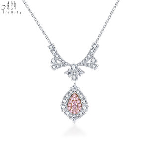 Hong Kong Supplier Luxury Jewelry 18K <b>Solid</b> <b>Gold</b> Natural Fancy Pear Cut Pink Diamond <b>Pendant</b> Necklace For Women Engagement Gift - Product Image 1