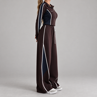 Ensemble de survêtement personnalisé OEM pour femme – Veste zippée à col montant et pantalon large – Tenue sport décontractée deux pièces – Marque privée