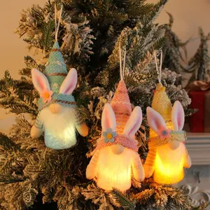 2024圣诞假期复活节装饰雕像和玩具毛绒侏儒带灯