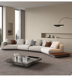 Sofá de tela italiana Yisi, combinación de sala de estar, sofá de algodón y <span class=keywords><strong>lino</strong></span> con forma de horizonte moderno extremadamente simple - Product Image 4