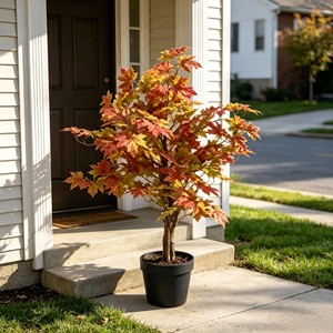 Árbol artificial de arce rojo con 3 troncos y 2 ramas, árbol de simulación en maceta para decoración de esquinas de hogar u oficina - Product Image 5
