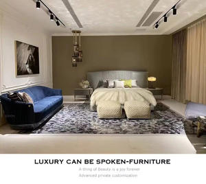 घरेलू अंदरूनी लक्जरी अपार्टमेंट डिजाइन नेवी ब्लू चमड़े के कपड़े में 3-सीटर सोफा आधुनिक सुरुचिपूर्ण डिजाइन चमड़े के सोफे - Product Image 5