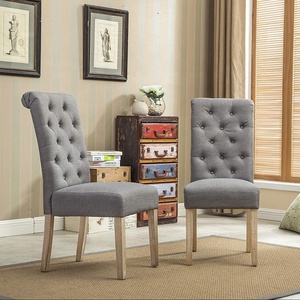 Chaises de salle à manger Parsons capitonnées en tissu textil royal brun, design moderne, pieds en bois massif, lot de 2 - Product Image 4
