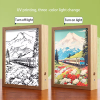 Vente en gros de lumière LED peinture d'art cadre photo lumineux chambre à coucher salon maison décoration murale cadres photo avec trois tailles