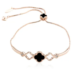 OUXI Fashion Clover+ Austrian Crystal Gold Plated Bangle Bracelet Trendy Beautiful Gift Jewelry Bracelet 30332