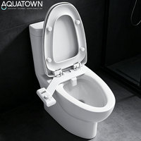 Accessoire de bidet autonettoyant en ABS pour toilettes existantes, ultra-plat, moderne, non électrique, double buse, rinçage personnel, pour salle de bain