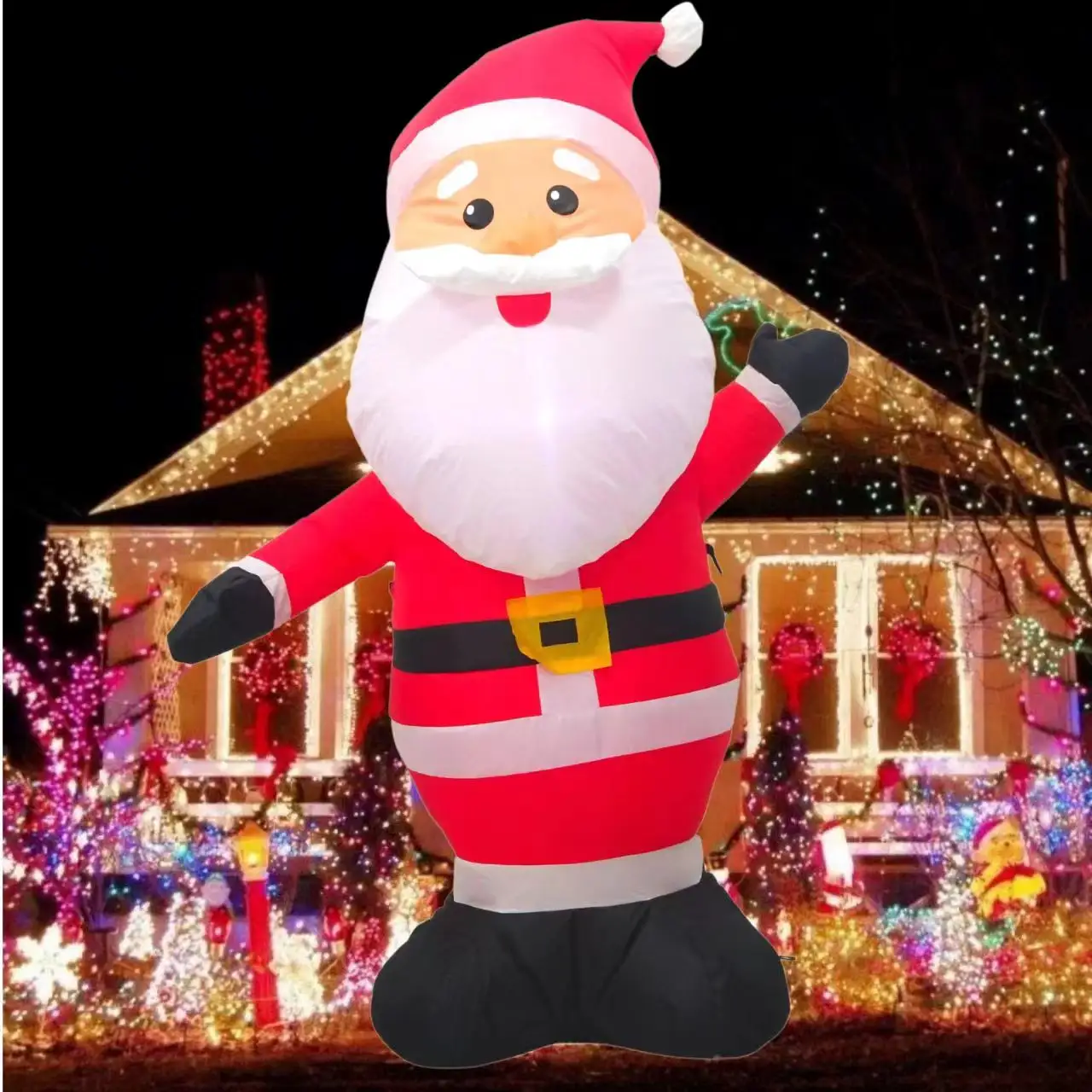 8 FT Giant Christmas Inflatable Santa Claus Outdoor Decoration for Yard Holiday Party Decor for Garden Lawn Built-in LED Light