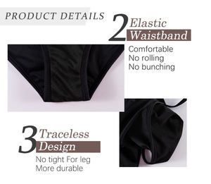 Trong kho màu đen một mảnh áo tắm với cắt cao và nhanh chóng khô Tính năng leakproof kinh nguyệt Bikini quần dropshipping - Product Image 6