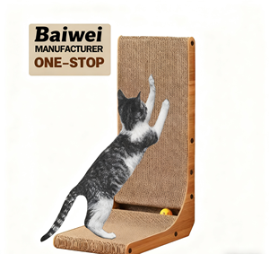 L-förmiger Katzen kratzer, Katzen kratzer für Innen katzen, die Möbel karton mit Ballspiel zeug schützen - Product Image 1