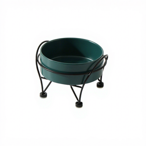 Mangeoire surélevée en métal noir <span class=keywords><strong>pour</strong></span> chat, bol simple en céramique mate, ergonomique et antidérapant <span class=keywords><strong>pour</strong></span> chatons d'intérieur - Product Image 3