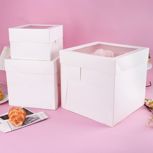 Hộp bánh hình vuông màu trắng cao với cửa sổ 8 10 12 inch lấy đi hộp cho đám cưới sinh nhật Bánh tráng miệng biểu tượng tùy chỉnh hộp bánh - Product Image 1