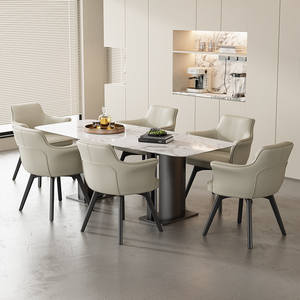 Silla de Comedor Giratoria de 360 Grados de Estilo Italiano Urbano Moderno, Tapicería de Cuero, Estructura de Acero, Muebles para el Hogar, Restaurante de Alta Gama - Product Image 3