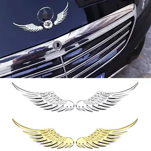 Adesivi per auto in metallo con ali d'angelo 3D per Logo auto coda auto personalità modificata accessori esterni argento/oro decalcomanie decorative