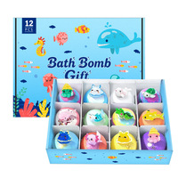 Bombes de bain effervescentes biologiques sur le thème de l'océan avec des jouets océaniques cachés, cadeau de Noël idéal et article de Noël pour enfants