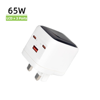 Cargador Superrápido GaN de 65W con Múltiples Puertos USB-C PD QC3.0 PPS, para iPhone, Mac, Samsung, Enchufe del Reino Unido, Proveedor de Fábrica, Venta al por Mayor, con Pantalla