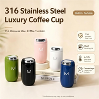 Nouvelle tasse de poche en acier inoxydable 316, mini thermos portable à isolation sous vide, gobelet à café de voyage, bouteille d'eau, logo personnalisé